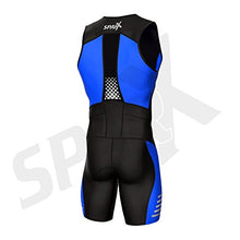Load image into Gallery viewer, Sparx Men's Elite Triathlon Suit Trisuit SpeedSuit Skinsuit Swim-Bike-Run Triathlon Race Suit (Medium, Black/Blue)
