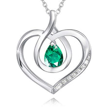 Load image into Gallery viewer, Agvana May Birthstone Heart Necklace for Women Sterling Silver Emerald Infinity Heart Pendant Necklace Fine Jewelry Anniversary Birthday Gifts for Women Girls Wife Mom Daughter Lady Her
