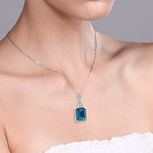 Load image into Gallery viewer, Gem Stone King 925 Sterling Silver London Blue Topaz Pendant Necklace For Women (9.10 Cttw, Emerald Cut 14X10MM, Gemstone Birthstone with 18 Inch Silver Chain)
