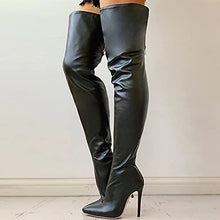 Load image into Gallery viewer, Fullwei Boots for Women,Women Over The Knee Boot Pointed Toe Zipper High Heel Casual Stiletto Thigh High Motorcycle Riding Boot Walking Shoe (Black, 8.5)
