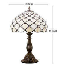 Load image into Gallery viewer, Tiffany Lamp Cream Stained Glass and Crystal Pearl Bead Style Table Lamps Height 18 Inch for Kids Room Living Room Bedroom Antique Desk Dresser Beside Coffee Table Bookcase S005 WERFACTORY
