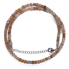 Load image into Gallery viewer, Multi Color Moonstone Beads Necklace Chocolate Moonstone 925 Silver Necklace June Birthstone Natural Brown Moonstone Necklace Moonstone jewelry Moonstone beaded necklace Moonstone necklace round Moons
