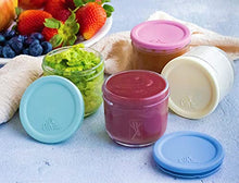 Load image into Gallery viewer, Elk and Friends 5oz Borosilicate Glass Baby Food Storage Jars with Silicone Lid | Available in 12 or 6 Set | Strong Glass | Storage Containers | Microwave, Oven &amp; Dishwasher Safe | Infant and Babies
