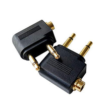 Load image into Gallery viewer, Dual 3.5mm Male to 3.5mm Female Airplane Headphone Adapter Gold Plated (2 Pack)
