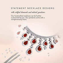 Load image into Gallery viewer, Diamondere Natural and Certified Garnet and Diamond Halo Petite Necklace in Sterling Silver | 0.61 Carat Pendant with Chain
