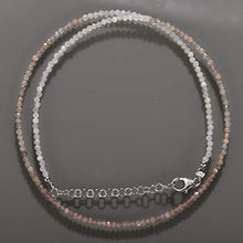 Load image into Gallery viewer, NirvanaIN 1 Strand Necklace, Chocolate Moonstone Necklace with White Moonstone, Sterling Silver Necklace, Beaded Necklace, Moonstone Beads Necklace
