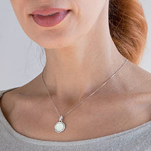 Load image into Gallery viewer, 925 Sterling Silver White Opal Necklace, Dainty 12mm Round Gemstone Pendant, October Birthstone Bridal Wedding Jewelry, Handmade Vintage Statement Jewel for Classy Brides and Women
