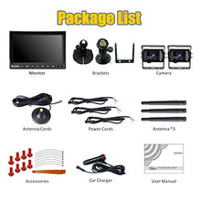 Load image into Gallery viewer, VECLESUS VMW7-2C 1080P Wireless Backup Camera Kit, 7” IPS HD Monitor &amp; IP69K Waterproof High Speed Stable Transmission 2 Backup Cams for Trucks, RVs, Trailers, Bus, Harvester, Motorhome Large Vehicles
