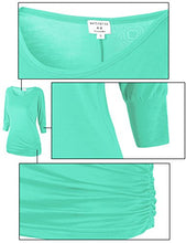 Load image into Gallery viewer, Match Women's 3/4 Sleeve Drape Top with Side Shirring (140 Purple,Small)
