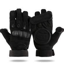 Load image into Gallery viewer, LOSENKA Skateboard Gloves with Sliders，Standard Longboard Downhill Slide Gloves Skate Gloves with 2 Set Slider Puck Set (Black)
