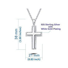 Load image into Gallery viewer, Carleen White Gold Plated Solid Sterling Silver Diamond-Cut High Polished Mens Cross Crucifix Pendant Necklace Rolo Chain Fine Jewelry For Men Boys, Length 20"
