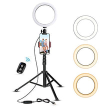 Load image into Gallery viewer, 8" Selfie Ring Light with Tripod Stand &amp; Cell Phone Holder for Live Stream/Makeup, UBeesize Mini Led Camera Ringlight for YouTube Video/Photography Compatible with iPhone Xs Max XR Android (Upgraded)
