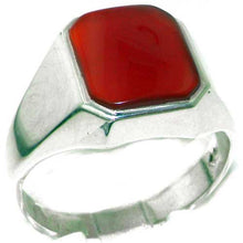 Load image into Gallery viewer, Gents Solid 925 Sterling Silver Natural Carnelian Mens Signet Ring - Size 13 - Sizes 6 to 13 Available
