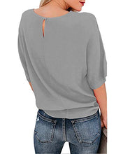 Load image into Gallery viewer, OURS Women's Casual Knot Tie Front Long Sleeve T Shirt Blouses Tops (XL, Gray)
