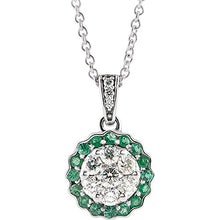 Load image into Gallery viewer, FB Jewels 14k White Gold Emerald &amp; 1/3 CTW Diamond Necklace
