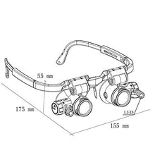 Load image into Gallery viewer, ElectroOptix Headband Repair Magnifying Glass,2 LED Light Medical Binocular Eye Loupe Lens Repair Detection Elderly Read Magnifier White 8X15X23 Times Loupe
