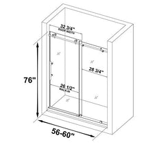 Load image into Gallery viewer, WOODBRIDGE Frameless Sliding, 56"-60" Width, 76" Height, 3/8" (10 mm) Clear Tempered Glass, Finish, Designed for Smooth Door Closing and Opening. MBSDC6076-C, C-Shower 60" X 76" Chrome I
