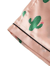 Load image into Gallery viewer, SweatyRocks Women's Short Sleeve Sleepwear Button Down Satin 2 Piece Pajama Set Pink Large
