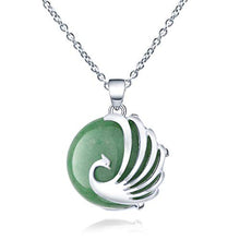 Load image into Gallery viewer, Peacock Crystal Pendant Necklace Chakra Healing Women's Pendant Meditation Aura Stone Jewelry Lucky Blessing Gift (Green Aventurine)
