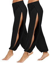 Load image into Gallery viewer, fitglam Women's High Slit Harem Yoga Pants Loose Fit Lounge Beach Pants (Light Gray, XS)
