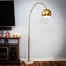 Load image into Gallery viewer, Brightech Olivia - Over The Couch Arc Floor Lamp with Globe Shade, Matches Your Living Room Decor - Standing Light for Bedroom, Office - Tall Gold aka Brass Lighting
