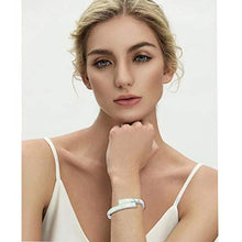 Load image into Gallery viewer, CiNily White Opal Bracelet Cuff Bangle Bracelets for Women 18K White Gold Plated Hypoallergenic Birthstone Bracelets Ladies Gemstone Bangle Bracelet
