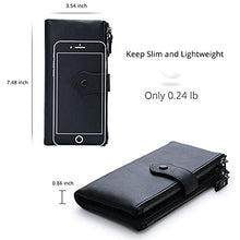 Load image into Gallery viewer, Women RFID Blocking Multi Credit Card Holder Genuine Leather Bifold Slim Wallets with Zipper Pocket(Black)
