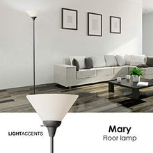 Load image into Gallery viewer, Floor Lamp by Light Accents - Mary Floor Lamp for Living Rooms - Standing lamp - Pole Light - Torchiere Floor Lamp - Bedroom Floor Lamp - Torch Lamps Bright Reading Light with White Shade - Black

