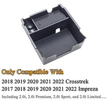 Load image into Gallery viewer, JKCOVER Center Console Organizer Tray Compatible with 2017-2022 Subaru Impreza and 2018-2022 Subaru Crosstrek, ABS Material Insert Armrest Storage Box Accessories, with Black Rubber Trim
