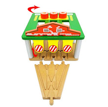 Load image into Gallery viewer, Z MAYABBO Wood Train Track Garage with 3-Way Track for Wooden Train Track Expansion Pack, Compatible with All Major Wooden Railway System
