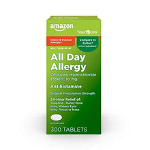 Load image into Gallery viewer, Amazon Basic Care All Day Allergy, Cetirizine Hydrochloride Tablets, 10 mg, Antihistamine, 300 Count
