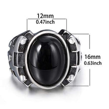 Load image into Gallery viewer, Elfasio Men Oval Red Synthetic Ruby Zircon Stainless Steel Ring Vintage Gothic Jewelry Size 11
