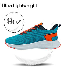 Load image into Gallery viewer, KUMNY Men's Breathable Walking Shoes Lightweight Athletic Running Tennis Mesh Sneakers Bule Orange Size 9.5
