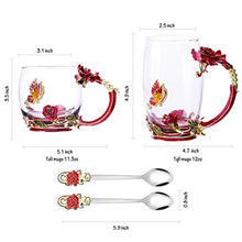 Load image into Gallery viewer, Glass Tea Cup Coffee Mugs &amp; Gifts for Women with Spoon Beautiful Rose Flower Butterfly Glass
