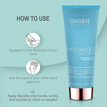 Load image into Gallery viewer, Onsen Japanese Anti Aging Hand Cream - Firming Hand Lotion Features Pagoda Flower Enzyme, Wasabi Extract Infusion, Hyaluronic Acid, and Shea Butter, for Clarified and Moisture Rich Skin (4.5 Oz)
