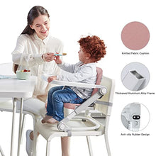 Load image into Gallery viewer, Toddler Booster Seat for Dining Table, Portable High Chair Travel Booster Seat with Aluminum Frame, Soft Knitted Cushion and Adjustable Height&amp;Tray, Easy to Clean(Pink)
