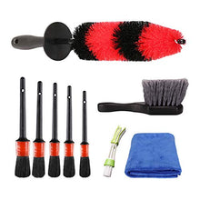 Load image into Gallery viewer, SPTA 9Pcs Wheel &amp; Tire Brush Car Detailing kit, Easy Reach Wheel and Rim Brush, 5pcs Detailing Brushes, Short Handle Cleaning Brush, 1pc Microfiber Cleaning Cloth, Great to Clean Dirty Tires

