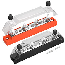 Load image into Gallery viewer, DaierTek Power Distribution Block 4 x M6 Terminal Studs, 6 x M4 Terminal Screws Battery Bus Bar for Car Marine Boat (Pair - Positive &amp; Negative)
