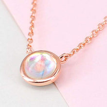 Load image into Gallery viewer, Rose Gold Created Moon Stone Tiny Charm Chain Necklace (Rose Gold)
