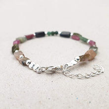 Load image into Gallery viewer, Green Tourmaline Bracelet for women Pink Round Beads Sterling Silver October Birthstone Jewelry
