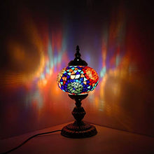 Load image into Gallery viewer, Kindgoo Turkish Mosaic Table Lamp Handmade Tiffany Style Glass Lamp for Living Room, Led Light Bulb Included (Multi-Colored)
