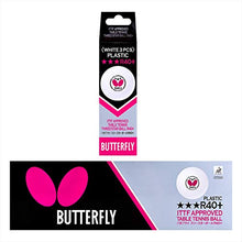 Load image into Gallery viewer, Butterfly R40+ Table Tennis Balls - 40mm White Ping Pong Ball - ITTF Certified Professional Table Tennis Ball- Poly Table Tennis Ball - 3 Pack or 12 Pack
