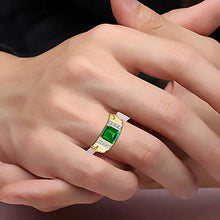 Load image into Gallery viewer, RYLOS Designer Emerald Cut Green Emerald &amp; Diamond Ring - May Birthstone
