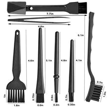 Load image into Gallery viewer, Small Portable Plastic Handle Nylon Anti Static Brushes Computer Keyboard Cleaning Brush Kit (Black, Set of 7)
