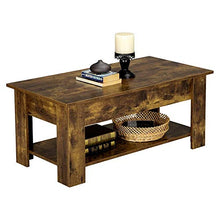 Load image into Gallery viewer, YAHEETECH Rustic Lift Top Coffee Table w/Hidden Compartment &amp; Storage Space - Lift Tabletop for Living Room Furniture, Rustic Brown
