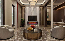 Load image into Gallery viewer, Mystflame 72 inch Electric Fireplace - Ultra Slim Frame - in Wall Recessed &amp; Wall Mounted - Multicolor Flame - Log &amp; Crystal Hearth - 1500/750 Watt Heater - Remote Control &amp; Touch Screen- Timer
