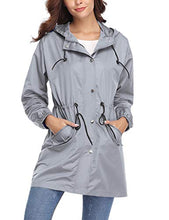 Load image into Gallery viewer, Womens Outdoor Waterproof Lightweight Windbreaker Raincoat Hooded Rain Jacket
