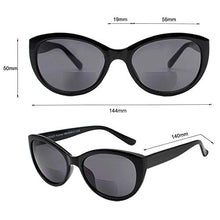 Load image into Gallery viewer, VITENZI Bifocal Sunglasses Cat Eye Readers for Reading Under The Florence Sun in Black 1.50
