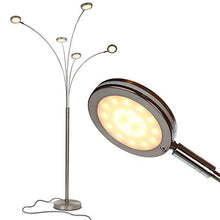 Load image into Gallery viewer, Brightech Orion 5 - Super Bright, Modern LED Arc Lamp - 5 Adjustable Arms &amp; Light Heads Arch Over the Couch - Standing Tree Lamp for Living Rooms - Hanging Lighting - Satin Nickel (Silver)
