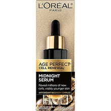 Load image into Gallery viewer, L'Oreal Paris Age Perfect Cell Renewal Midnight Anti-Aging Face Serum with Patented Antioxidant, Smooth Wrinkles, Firm, Revitalize + Eye Cream Sample

